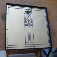 Square Arts and Crafts mirror with green and white stained glass